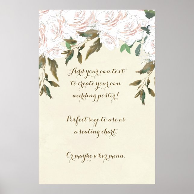 affiche de mariage personnalisée fleurs ivoire (Devant)