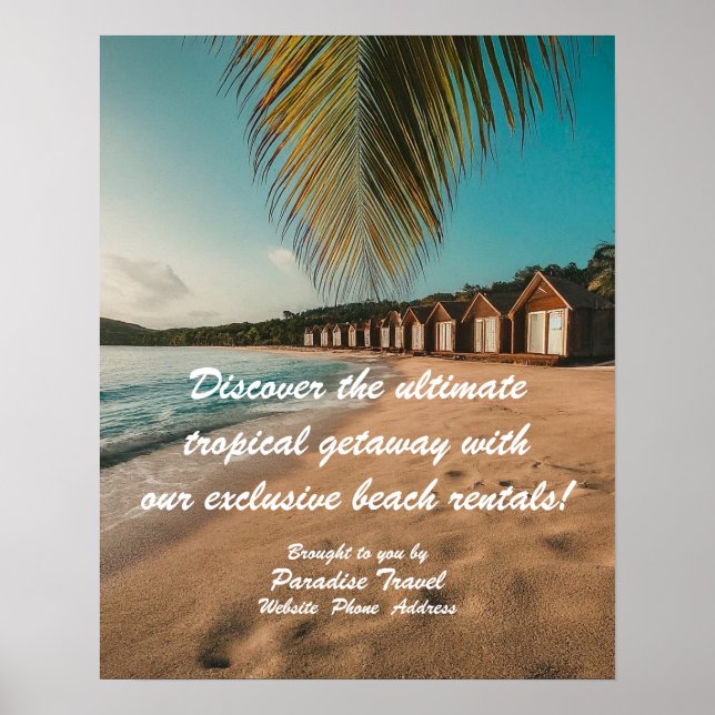 Affiche de marketing tropical d'agence de voyages (Devant)