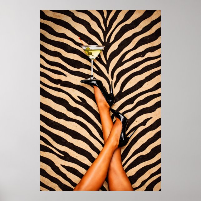 Affiche de Martini Zèbre, Art de Mur de Mode Glamo (Devant)