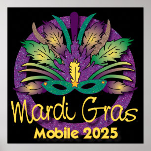 Affiche de masque de Mardi Gras - 2025 - Mobile