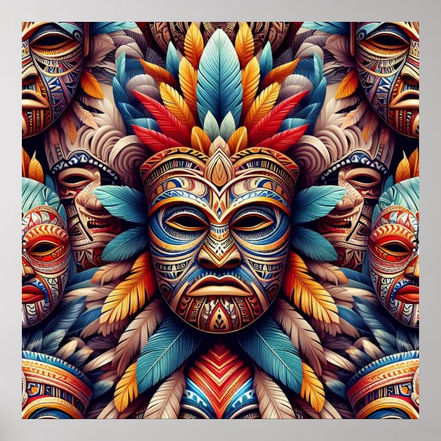 affiche de masque de tiki (Devant)