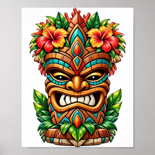 Affiche de Masque Tiki Tropical Bloom (Devant)