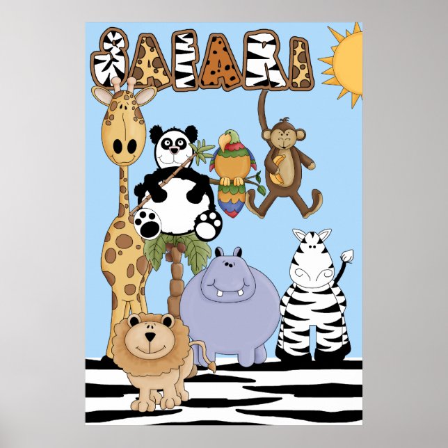Affiche de maternelle Animaux de Safari (Devant)