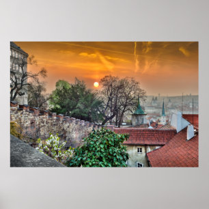 Affiche de matin d'escaliers de château de Prague