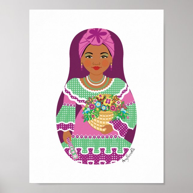 Affiche de Matriochka Violette Cubaine (Devant)
