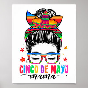 Affiche De Mayo Mama Messy Bun Cheveux Mexicaine Maman Mèr