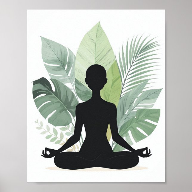 Affiche de méditation botanique boho silhouette (Devant)