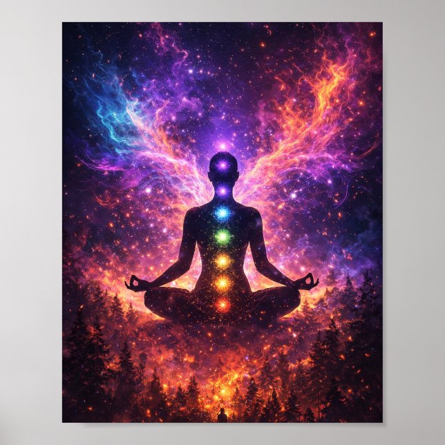 Affiche de méditation du chakra cosmique (Devant)