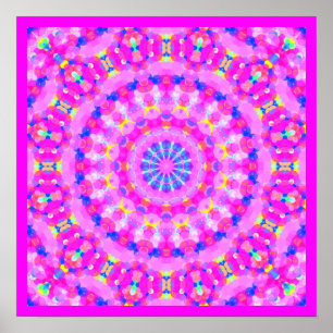 Affiche de méditation Kaleidoscope Rose avec petit
