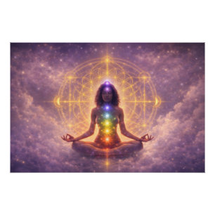 Affiche de méditation sur les chakras en papier gl