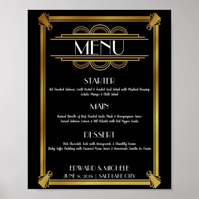 Affiche de menu Art Déco (Devant)