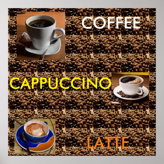 AFFICHE DE MENU CAPPUCCINO LATTE CAFE (Devant)