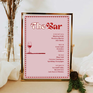 Affiche de menu de boissons de bar à vin rose et r