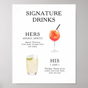 Affiche de menu de cocktail de mariage Boissons Si