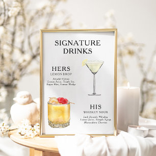 Affiche de menu de cocktail de mariage Boissons Si