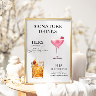 Affiche de menu de cocktail de mariage Boissons Si