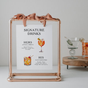 Affiche de menu de cocktail de mariage Boissons Si