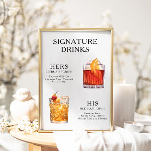 Affiche de menu de cocktail de mariage Boissons Si