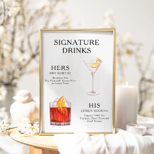 Affiche de menu de cocktail de mariage Boissons Si