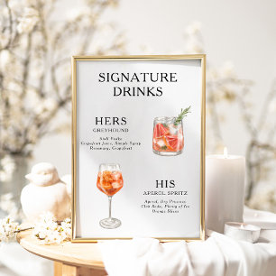 Affiche de menu de cocktail de mariage Boissons Si