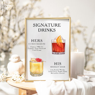 Affiche de menu de cocktail de mariage Boissons Si