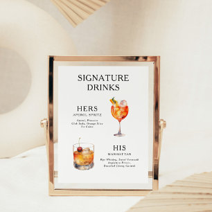 Affiche de menu de cocktail de mariage Boissons Si