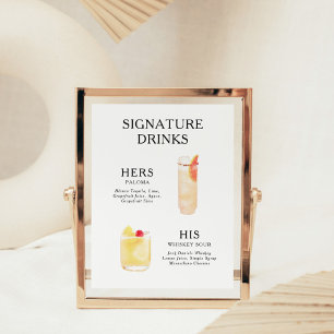 Affiche de menu de cocktail de mariage Boissons Si