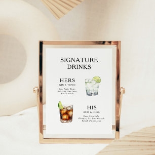 Affiche de menu de cocktail de mariage Boissons Si