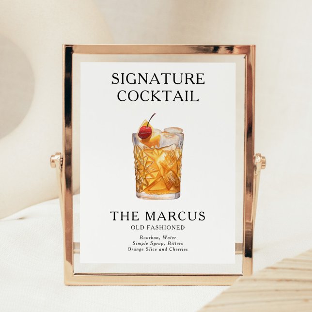 Affiche de menu de cocktail de signature (Créateur téléchargé)