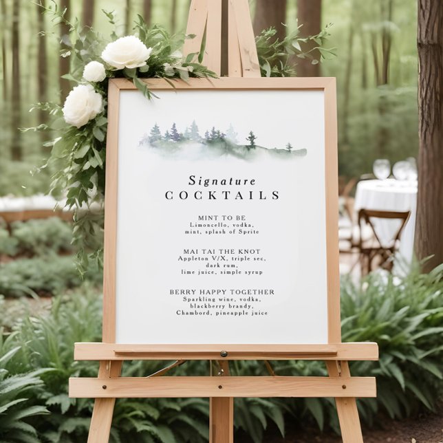 Affiche de menu de cocktails signature Pine Crest (Créateur téléchargé)