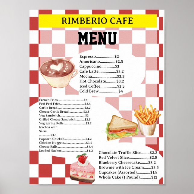 Affiche de menu de nourriture pour entreprise de c (Devant)