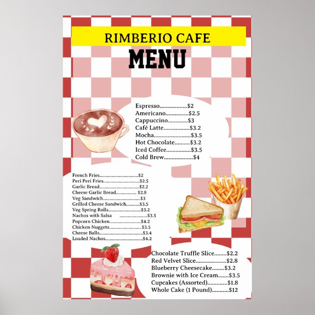 Affiche de menu de nourriture pour entreprise de c (Devant)