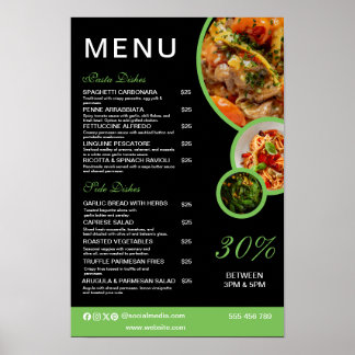 Affiche de menu élégant et personnalisable pour re