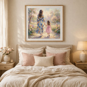 Affiche de mère et petite fille marchant