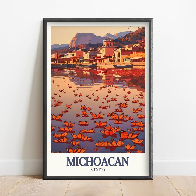 Affiche de Michoacán - Art de Michoacán - Papillon (Créateur téléchargé)