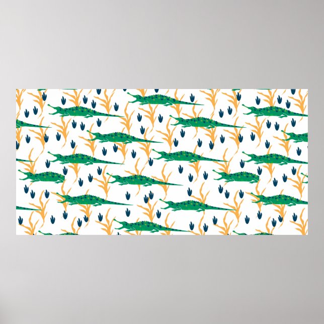 Affiche De mignons crocodiles sans couture motif. Animaux  (Devant)