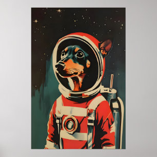 Affiche de Miniature Pinscher astronaute, Miniatur