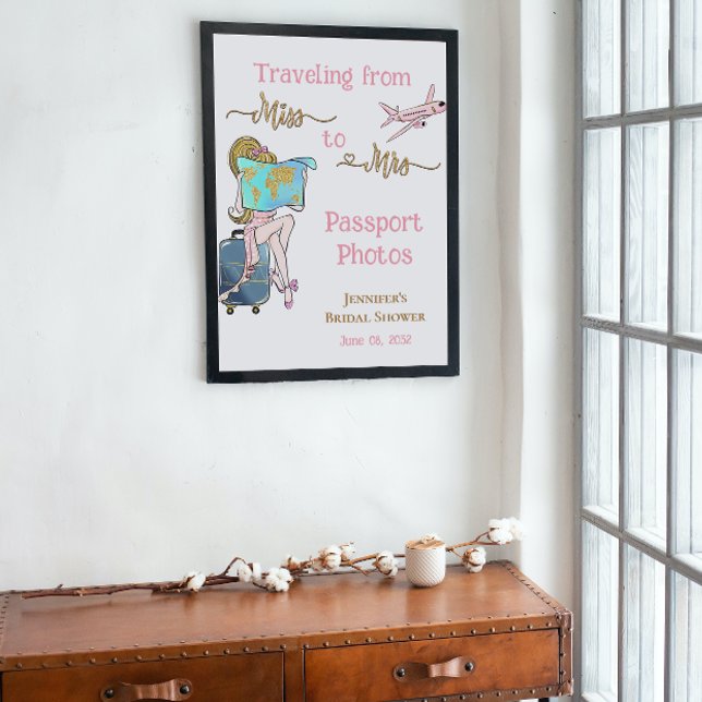 Affiche De Miss à Mrs Voyage de Fête de Fiançailles pour M (Créateur téléchargé)