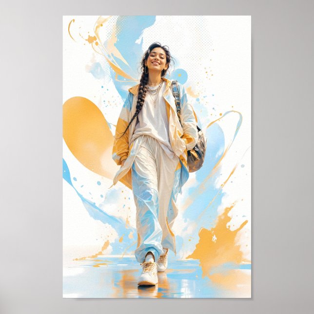 Affiche de mode de rue bleu or moderne (Devant)