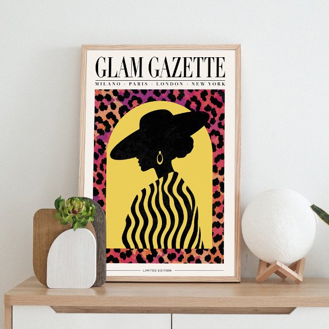 Affiche de mode Glam Gazette | Art mural léopard (Créateur téléchargé)