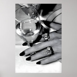 Affiche de mode vintage, Maquillage noir et blanc