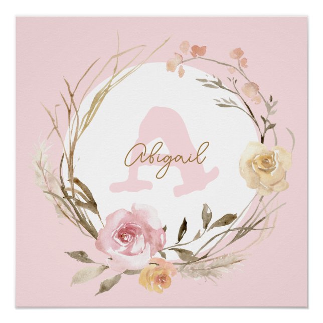 affiche de monogramme de nursery (Devant)