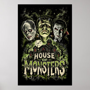 Affiche de monstres d'horreur classique House of M