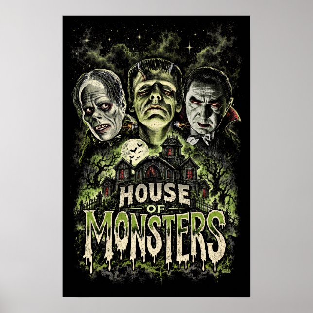Affiche de monstres d'horreur classique House of M (Devant)