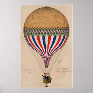 Affiche de montgolfière Le Tricolor art vintage