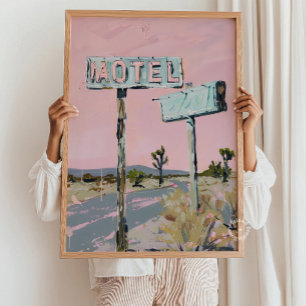 Affiche de motel sur route désertique