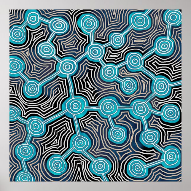 Affiche de motif abstrait d'art moderne Blue Lifel (Devant)