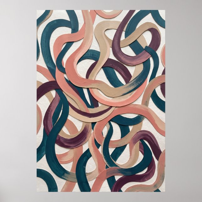 Affiche de motif abstrait de ruban rétro (Devant)