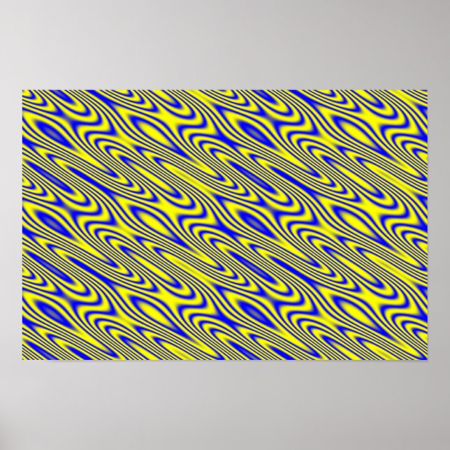 Affiche de motif abstrait tourbillonnant en Lapis  (Devant)