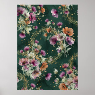 Affiche de motif de fleur sauvage Chardon Coquelic